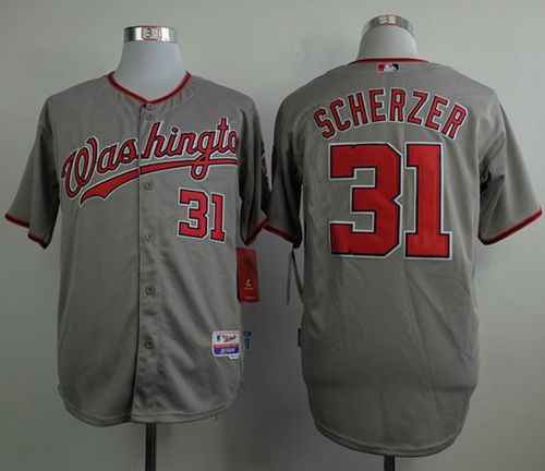 Nationals #31 Max Scherzer Grey Cool Base Stitched MLB Jersey - Click Image to Close